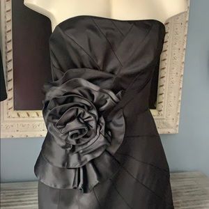 White House Black Market satin black dress 2 NWOT
